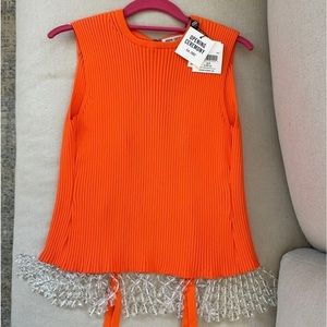 NWT Opening Ceremony Orange Knit Top w/ Beads for Shimmy the Night Away! Medium